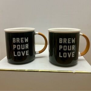2 Starbucks Mugs Brew Pour Love 2018 Ceramic 12oz Coffee Cup Limited Edition